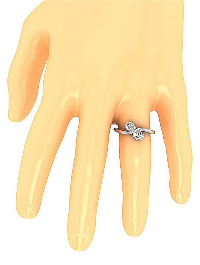 I1 G 0.55 Carat Natural Round Cut Diamond Forever Us Two Stone Ring 14K Gold