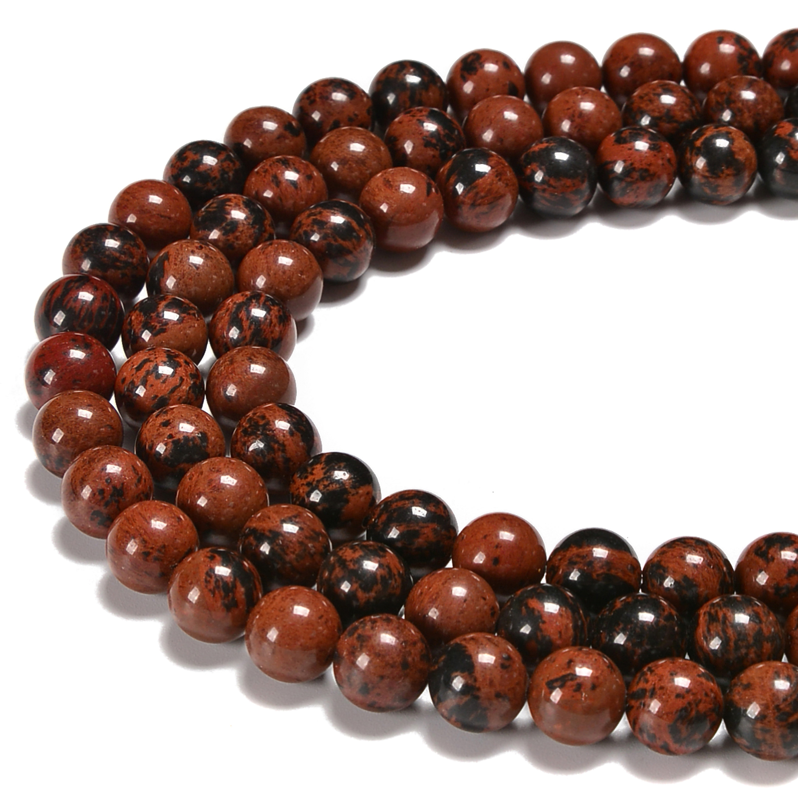 Natural Mahogany Obsidian Smooth Round Beads Size 6mm 8mm 10mm 15.5” Strand