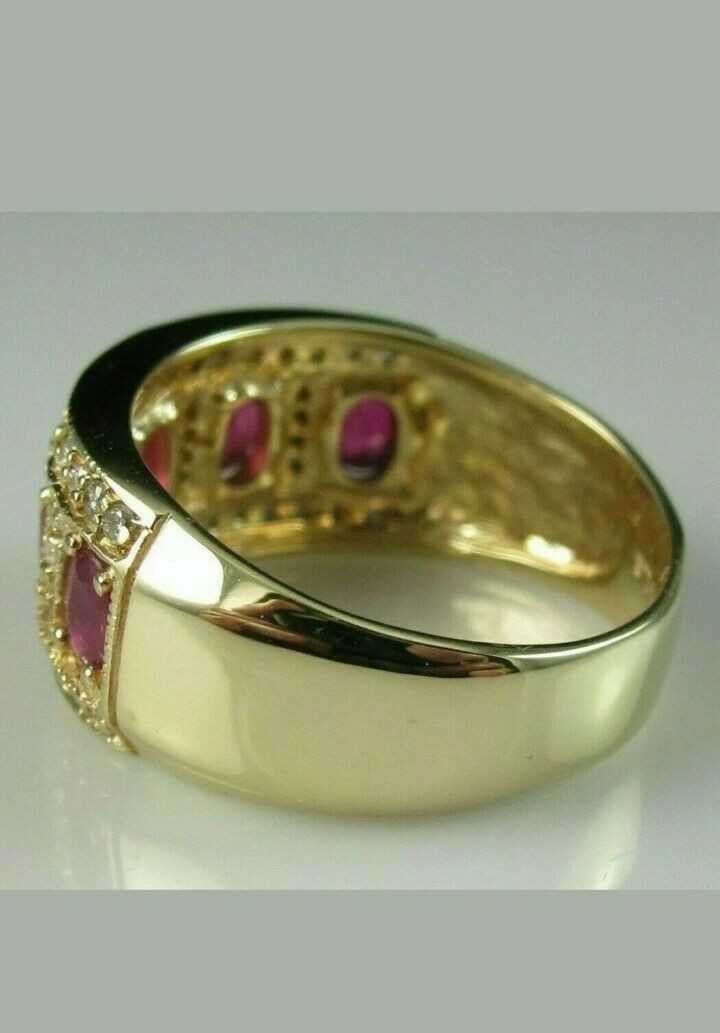 3.00 Ct Oval Natural Ruby & Diamond Anniversary Gift Ring 14k Yellow Gold Size 7