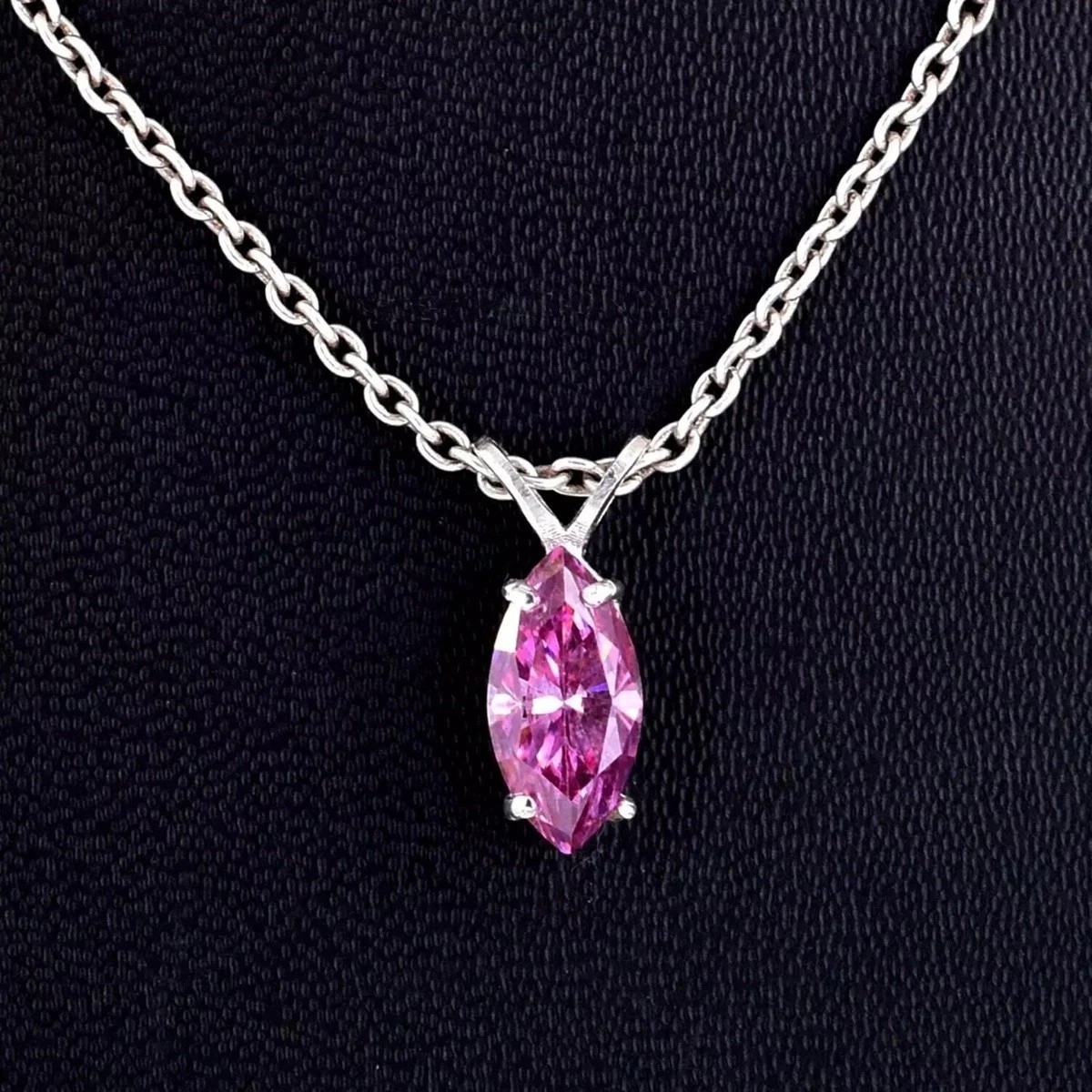 8.85Ct Certified Treated MarquiseCut Pink DiamondSolitaire Pendant in 925 Silver