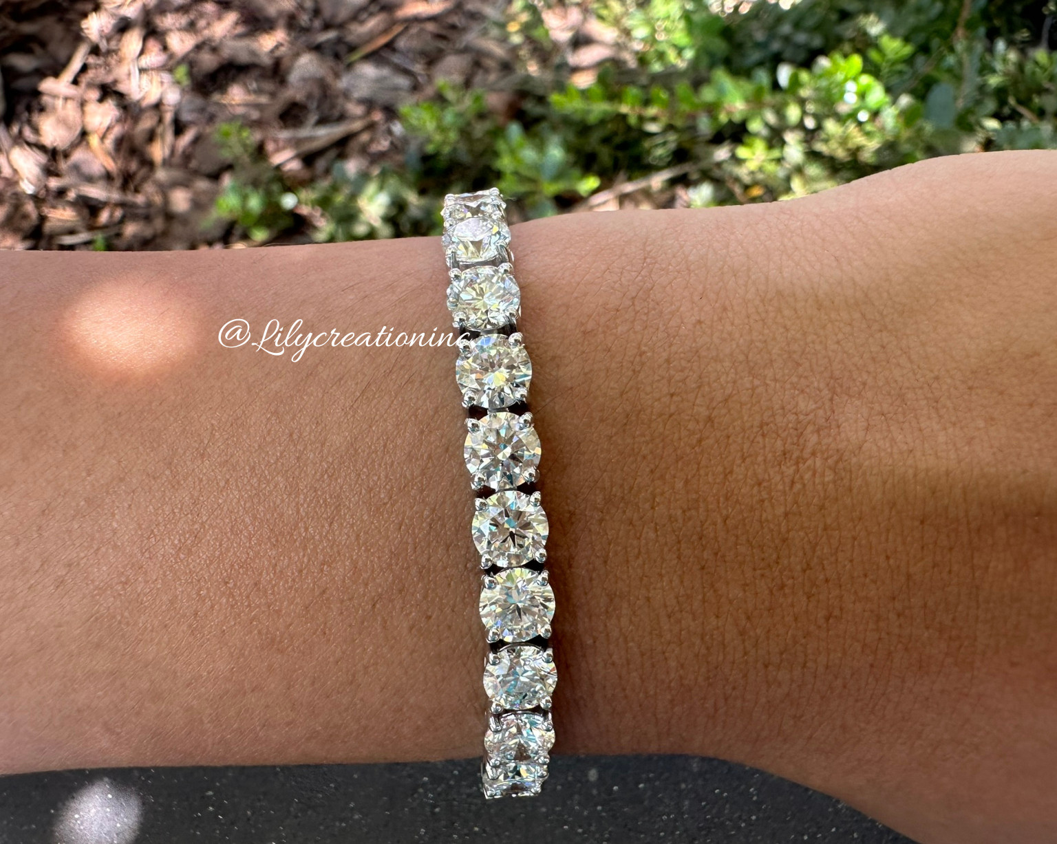 18.50 Carat Round Lab Grown Diamond Tennis Bracelet 6.50 Inch 10K Gold