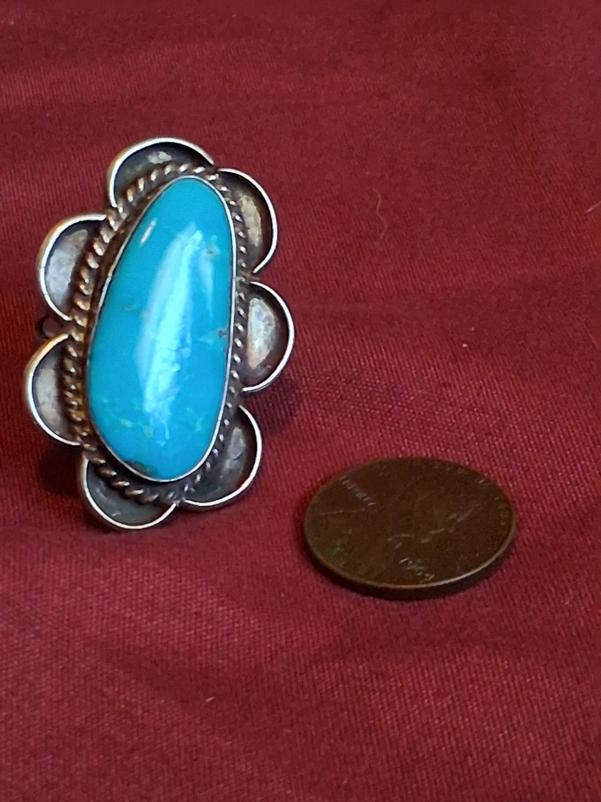 Vintage Native American Turquoise Ring Large Stone Size 6 Old Pawn. Beautiful