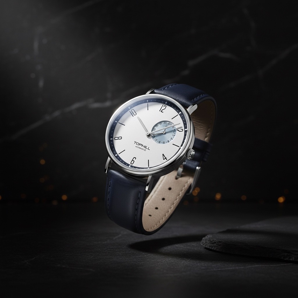 TOPHILL Bauhaus Quartz Watch — Minimalist Ultra-Thin Case, Slate & Crown