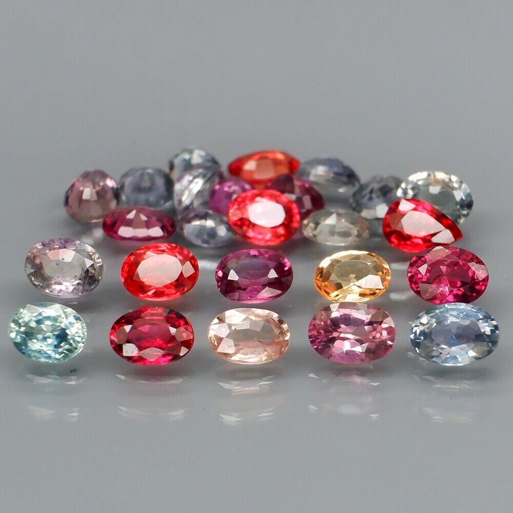VS-SI 4.61Ct / 25PCs Natural Multi-Color Sapphire Heated Pear & Oval Shape Gems