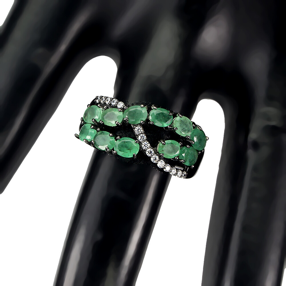 Summer 925 Silver Ring Oval Emerald 4x3mm Gemstone Jewelry Sz 8