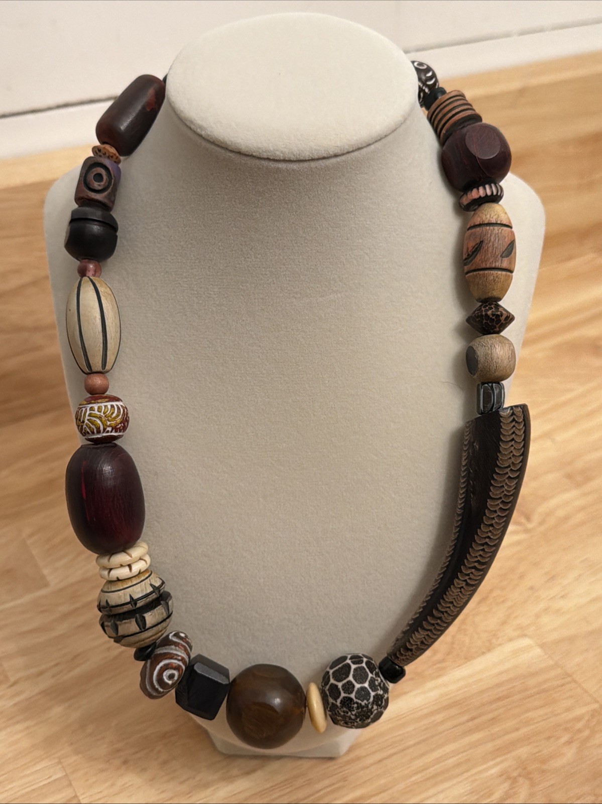 Necklace Indonesian Asymmetrical Assorted Wood Necklace