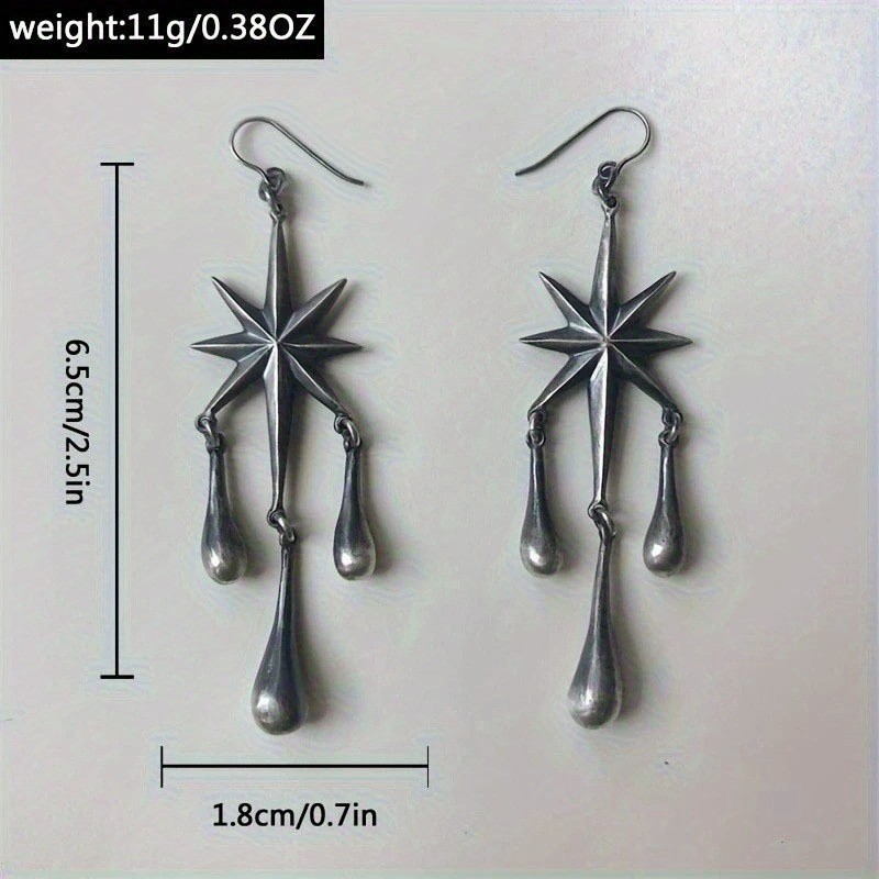 Women’s Fashion Earrings Gothic Punk Earrings Octagonal Star Pendant Earrings