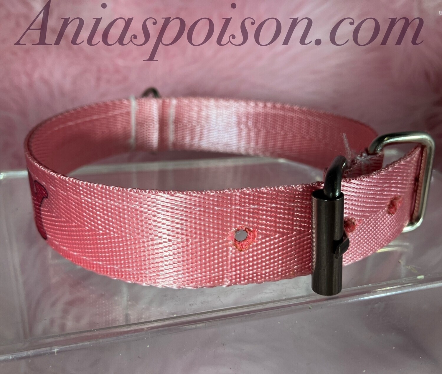 PINK Play time Satin Webbing Naughty collar SISSY OR OTHER CUSTOM TEXT OPTIONS