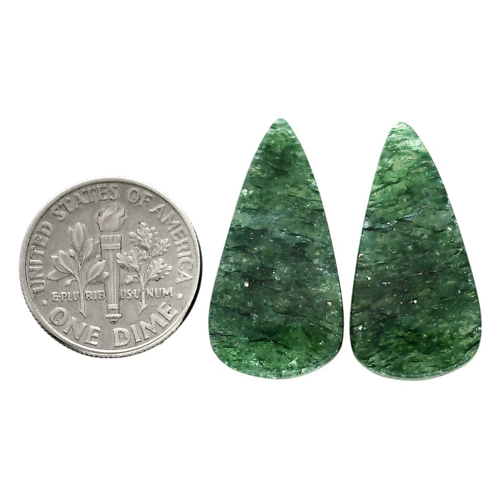 Natural Green Aventurine Pair 13.1×25.5×4 mm Pear Polished Gemstone LS76-04800