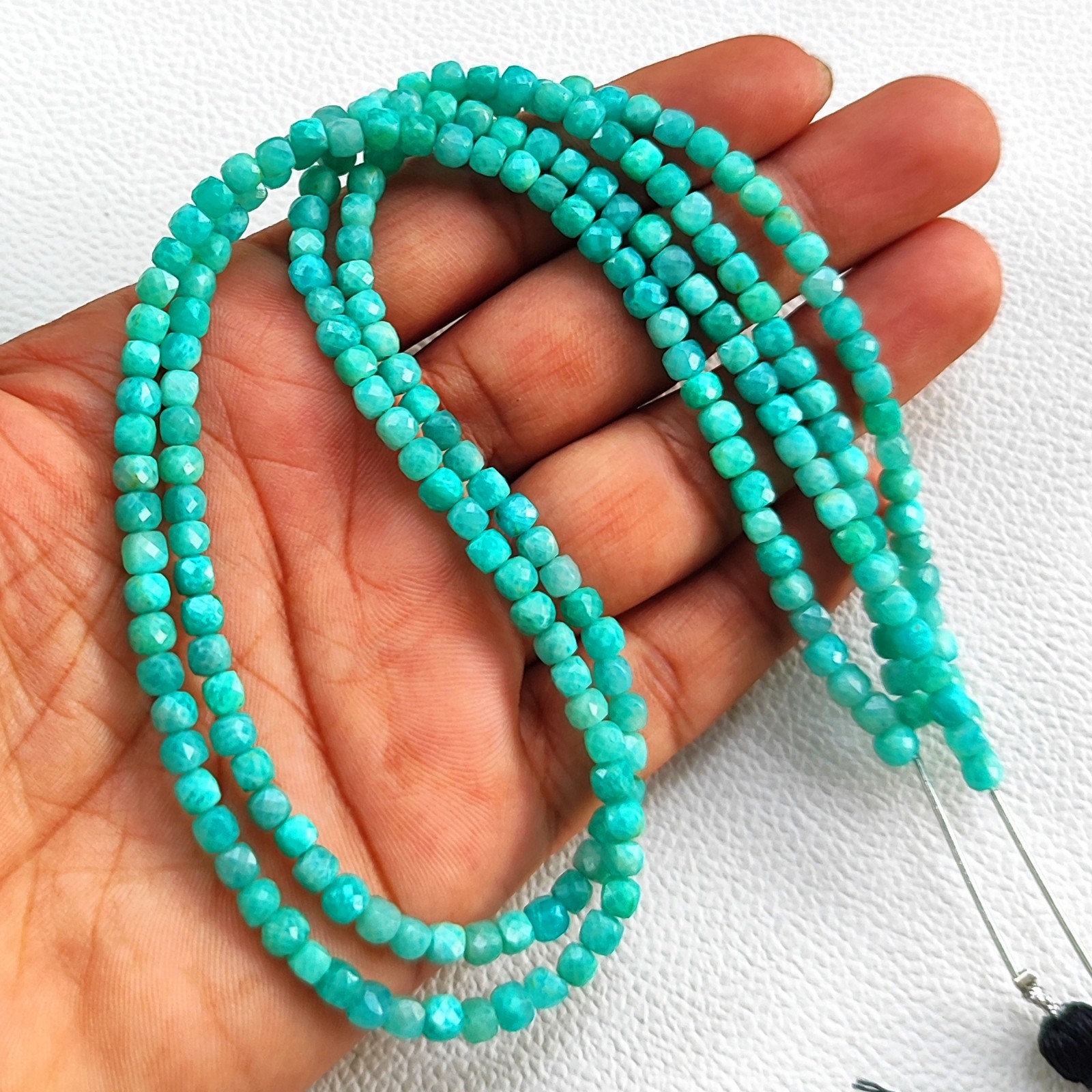 Madagascar Amazonite Beads 4mm Faceted Cube Genuine Gemstone 17″ Strand