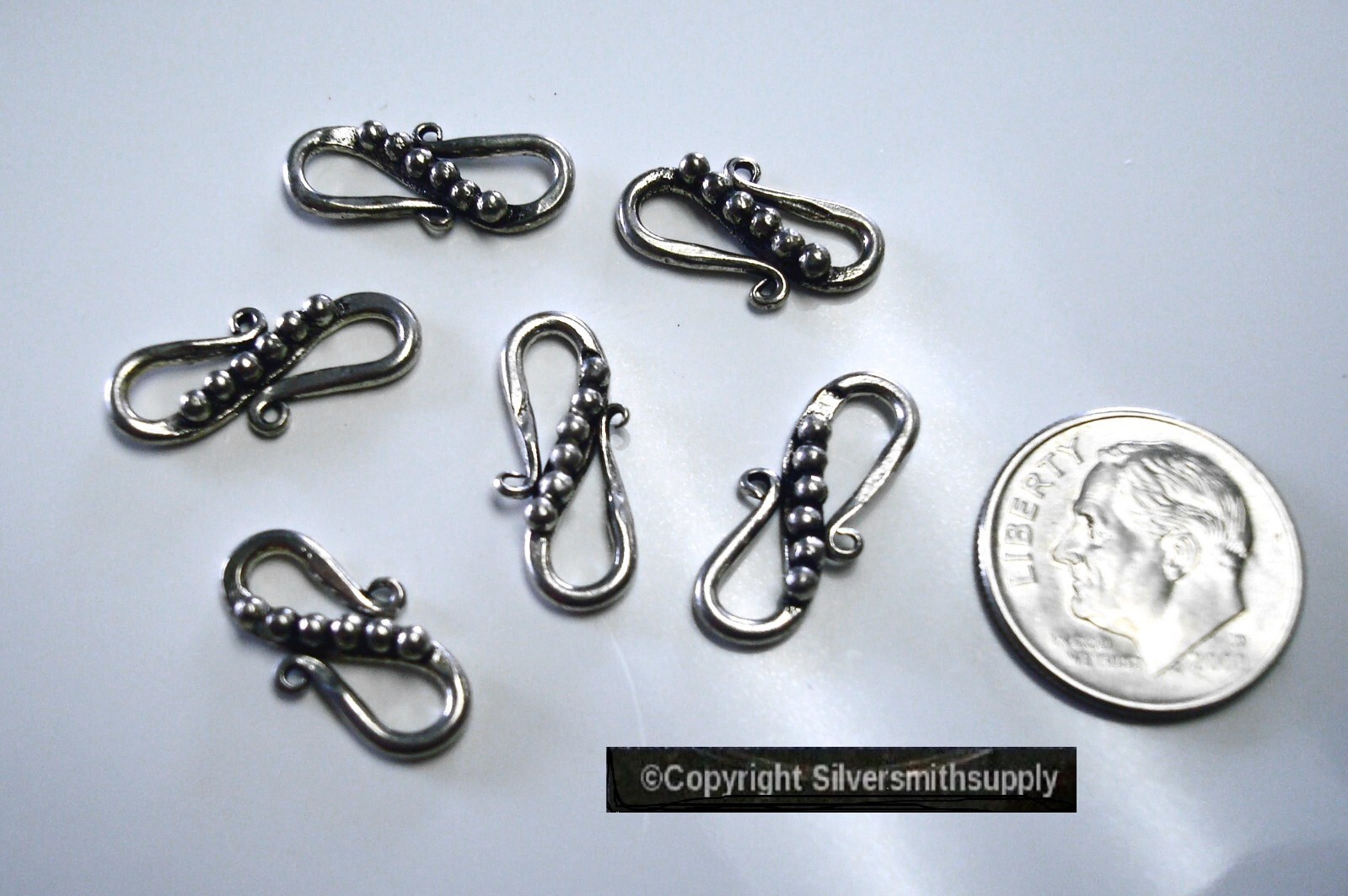 CLASPS S Hook six handmade jewelry clasps silver plated findings FPC005B