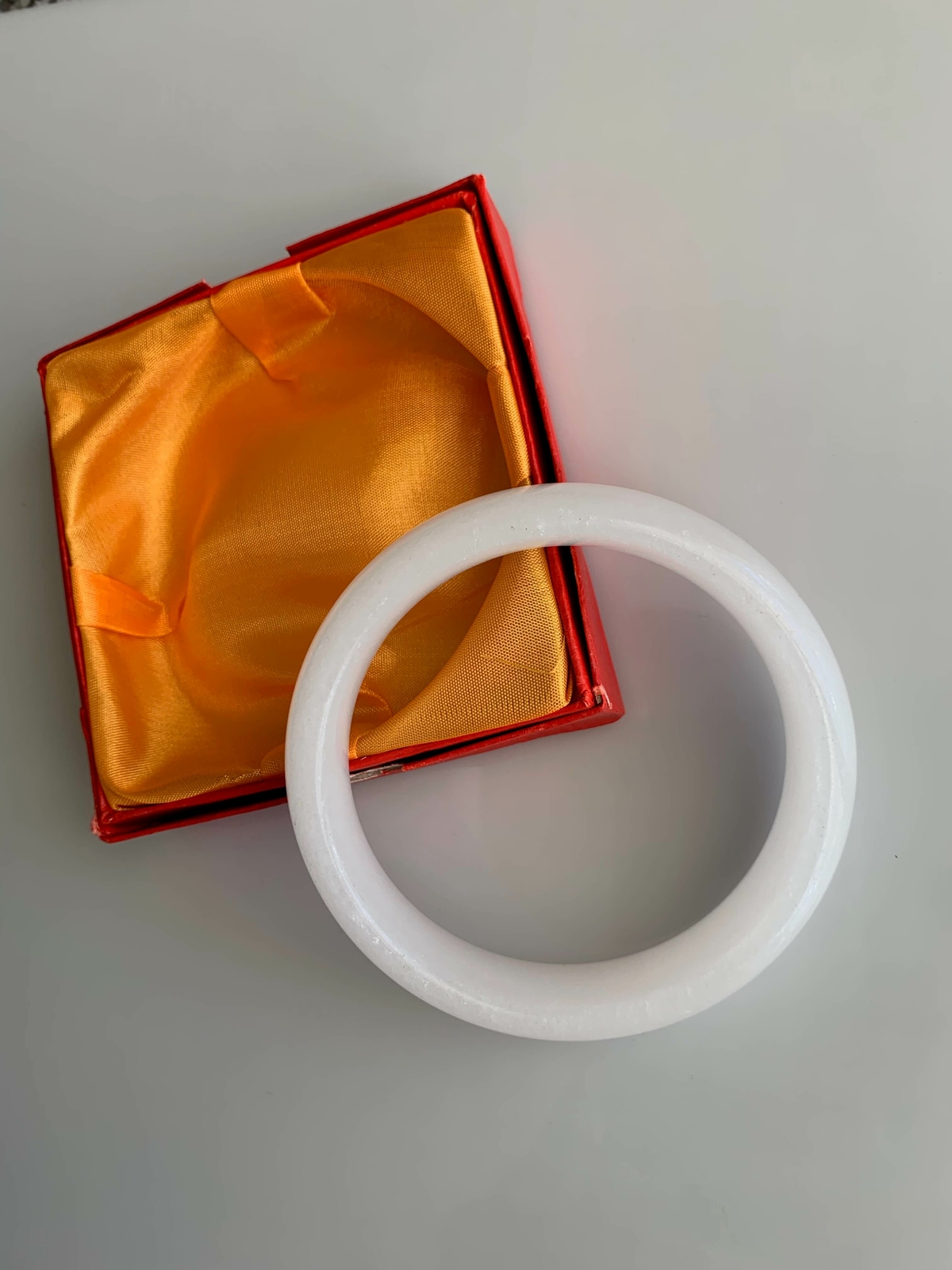 Gorgeous Natural Authentic Chinese White Jade Bangle Bracelet Joy Grade A 62 mm