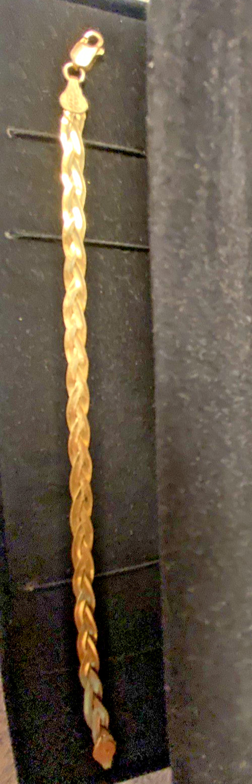 14K Italian Braided Diamond Cut Bracelet 7.5″ length Vintage Design