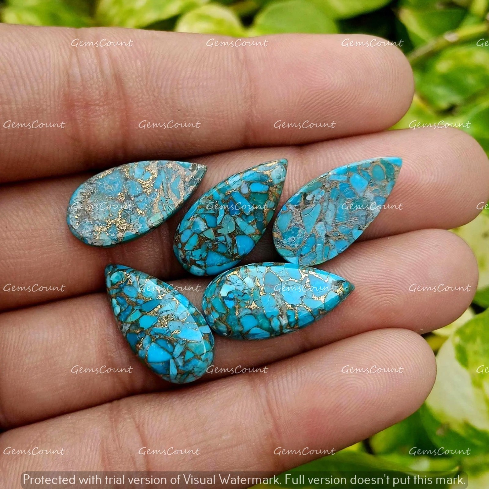 Natural Blue Copper Turquoise Long Pear Cabochon Healing Gemstone 5x10mm-15x30mm