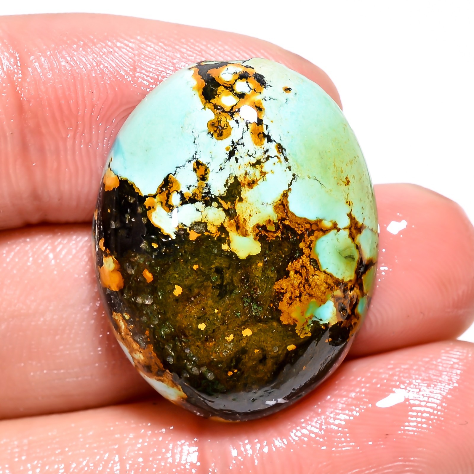 31.80 CT A+ 100% Natural TIBET TURQUOISE Oval Shape Cabochon 21X27X7mm Gemstone