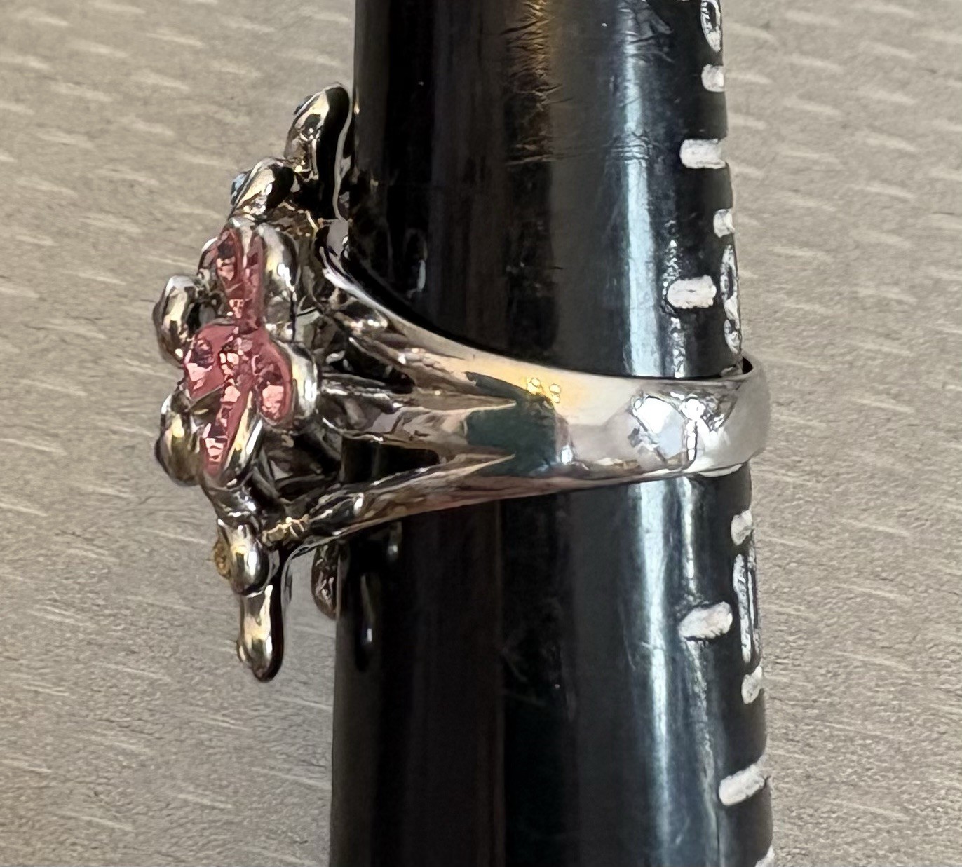 Dramatic Sterling Silver Multi Color Gem Enamel Flower Bouquet Ring 925 size 9.5