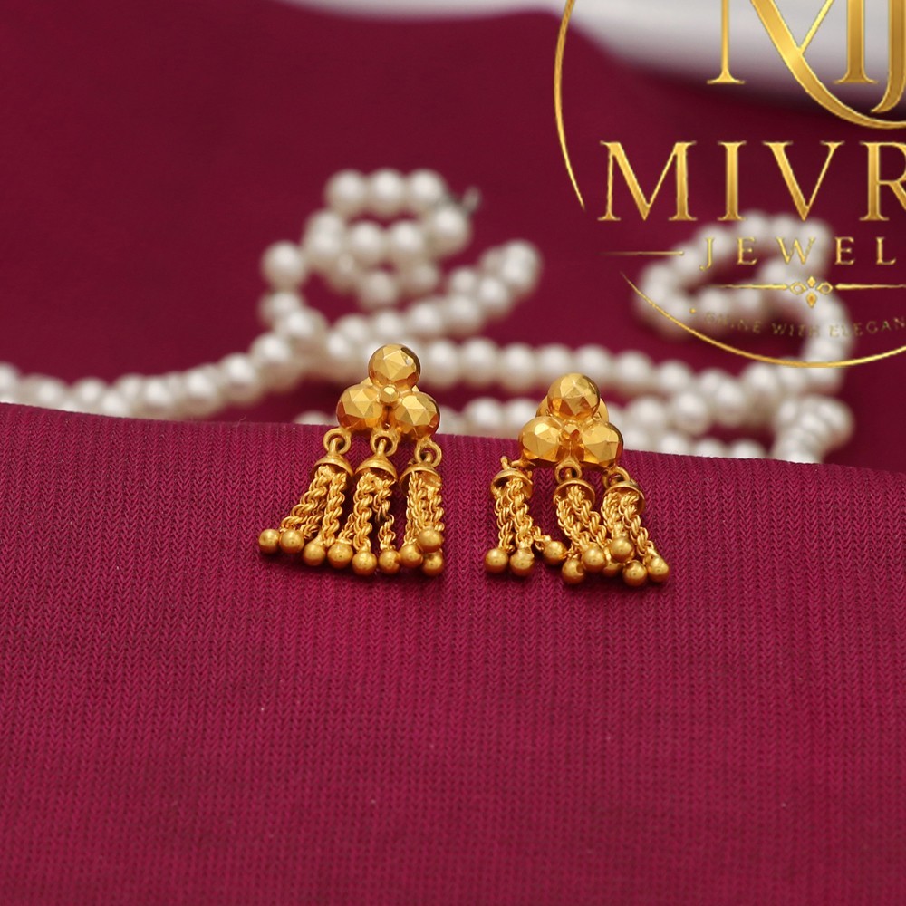 22K Print Design Gold Plug Earrings 2.2cm Elegant Women’s Jewelry 4.84g
