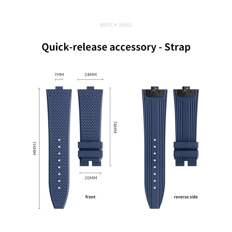 FKM Rubber Watch Strap Fits Vacheron Constantin Overseas 4500V 5500V 7900V 47040