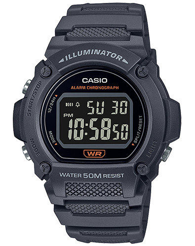 Casio W219H-8BV, Chronograph Watch, Black Resin Strap, Alarm, Illuminator, NEW