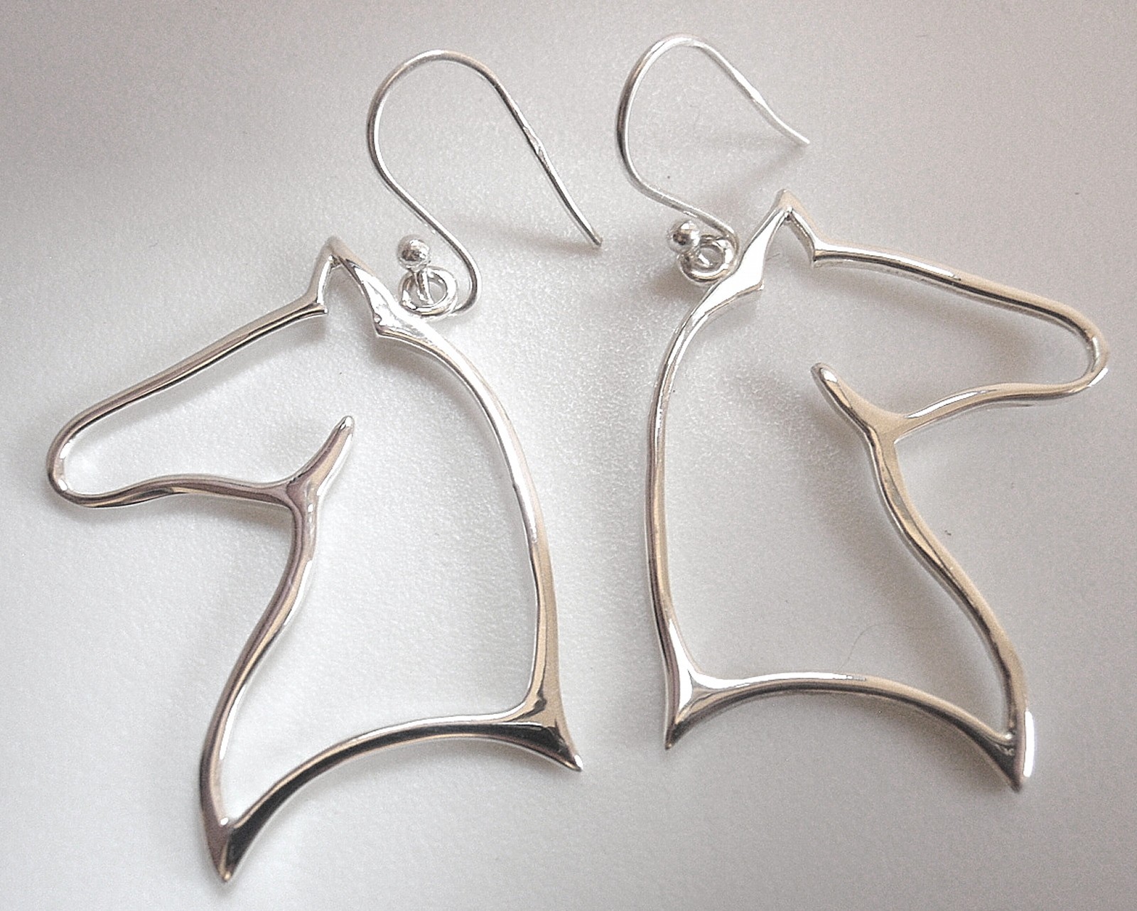 Horse Silhouette Cut Out 925 Sterling Silver Dangle Earrings