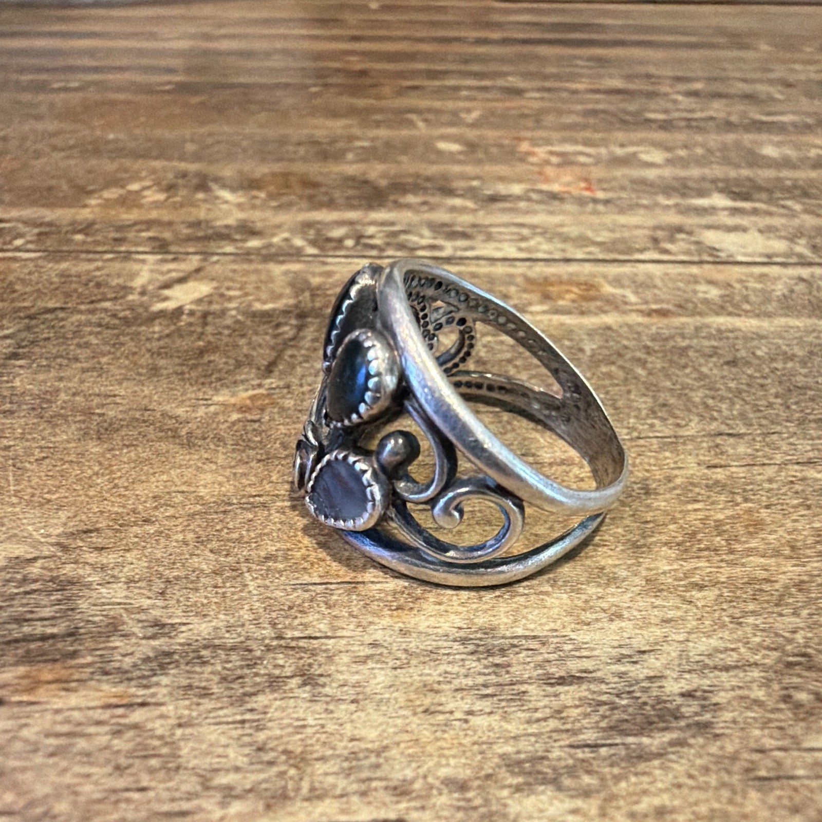 Vintage sterling silver Wheeler Manufacturing of Lemmon abalone ring size 7