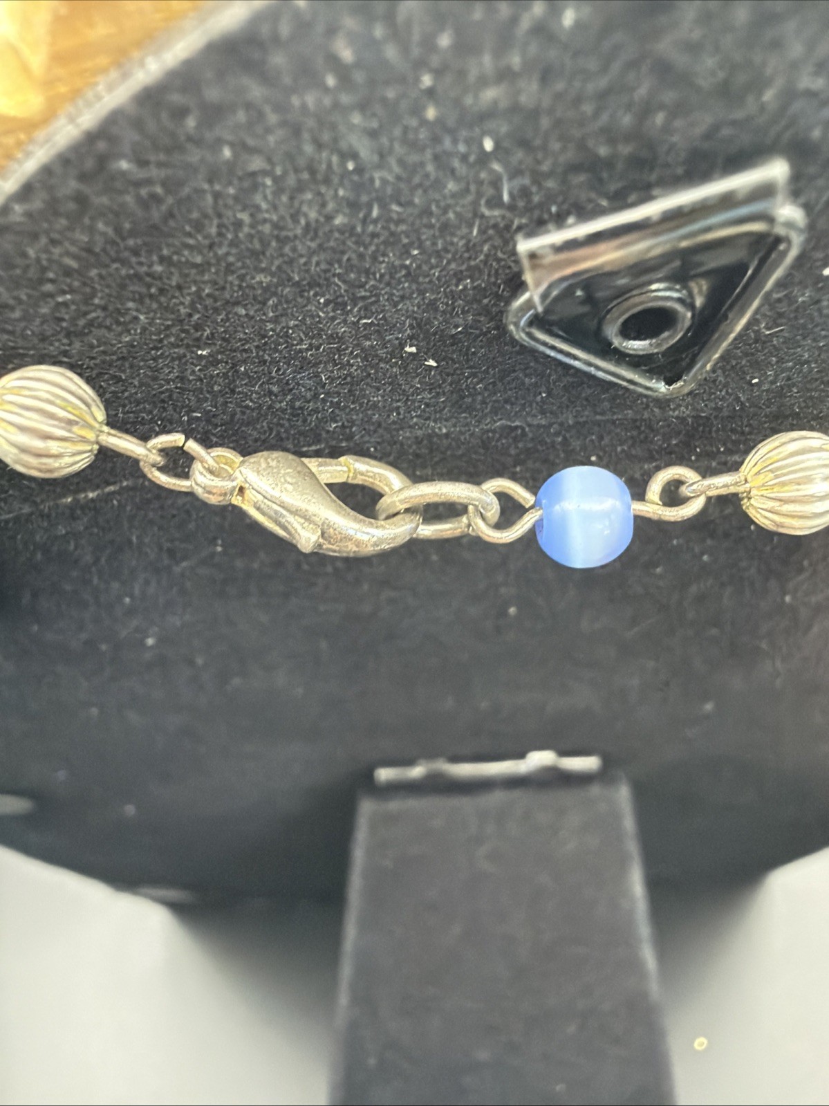 890. Silver Tone Glass Bead Necklace Silver Tone Spacers