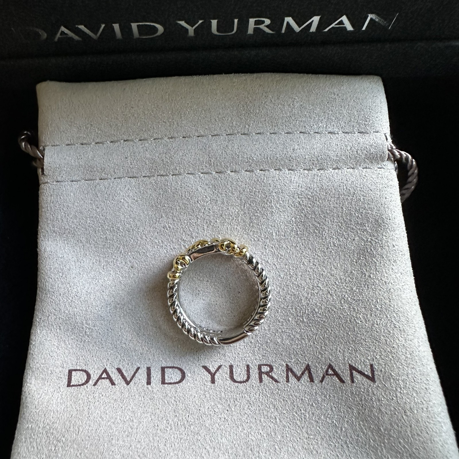 David Sterling Silver Helena Ring with 18K Gold & Diamonds Size 6