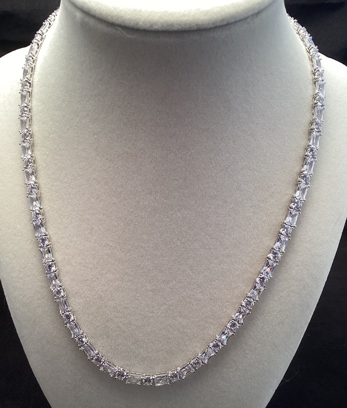 Sterling Silver Fusion Creations TENNIS Necklace 18” Cubic Zirconia 4mm Necklace