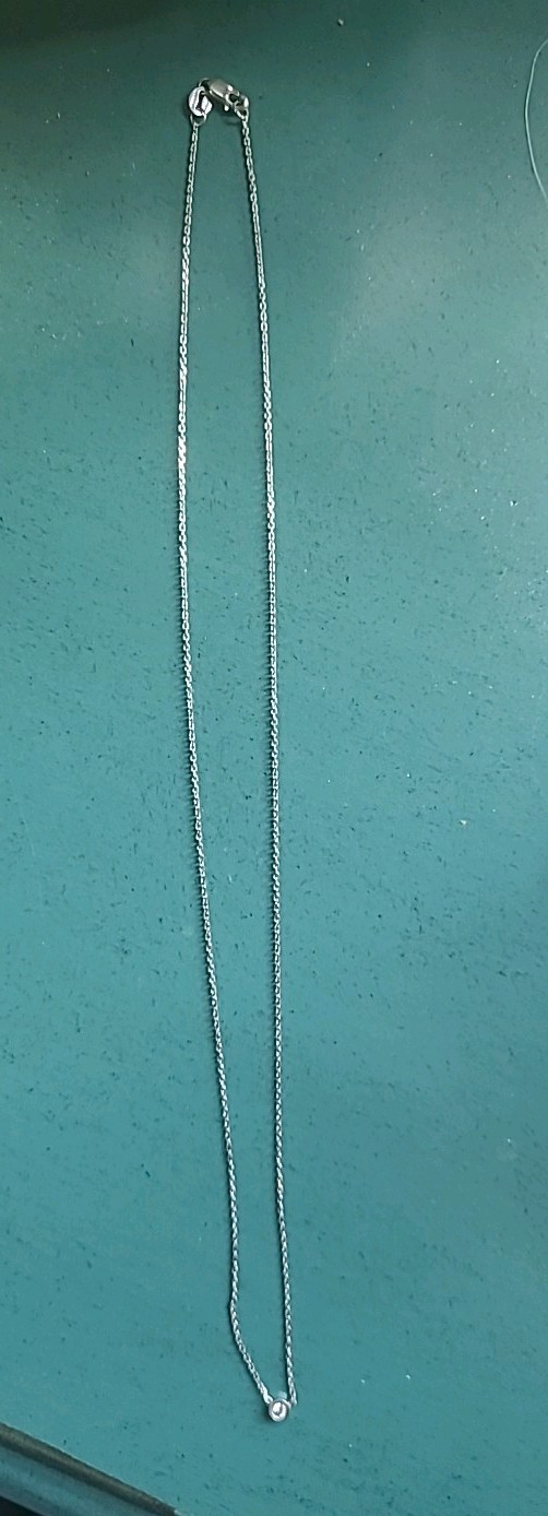 Diamond Solitaire Necklace, 16″ White Gold Necklace, .03 CT, 2.1 MM Mini Diamond