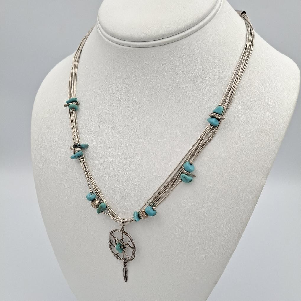VTG Shube Dakota West Liquid 925 Sterling Silver Dreamcatcher Fetish Necklace