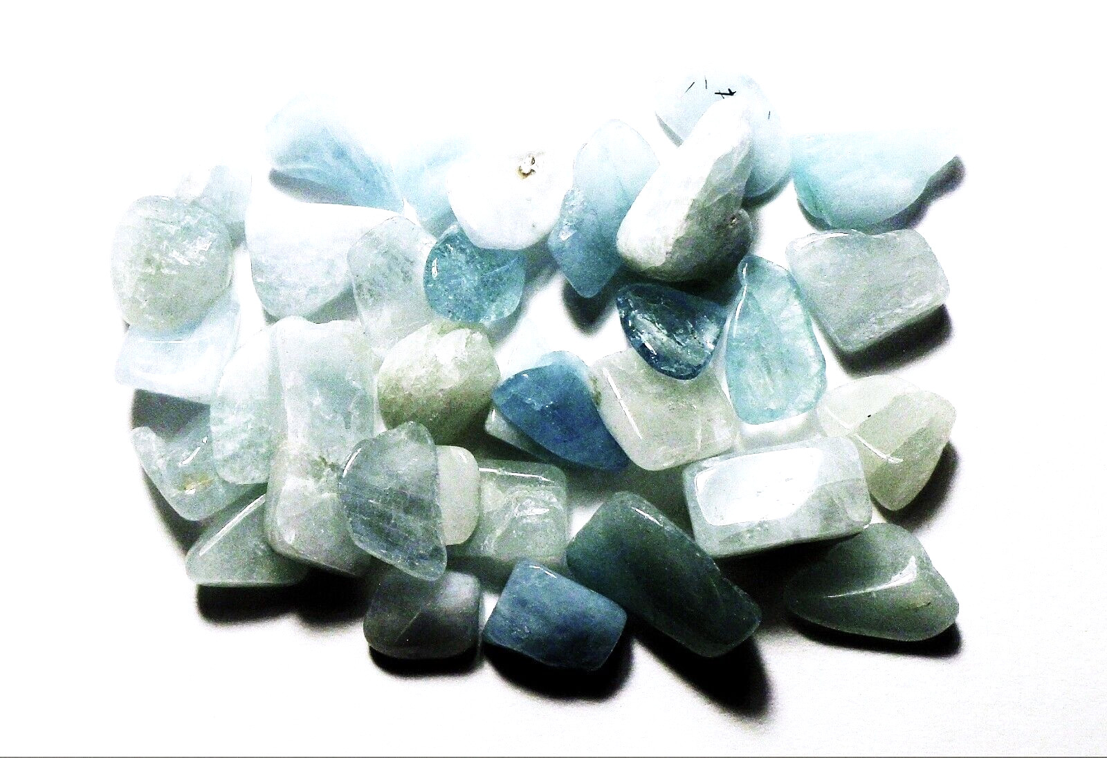 100cts ASSORTED SMALL TUMBLE POLISHED AQUAMARINE NIGERIA AFRICA