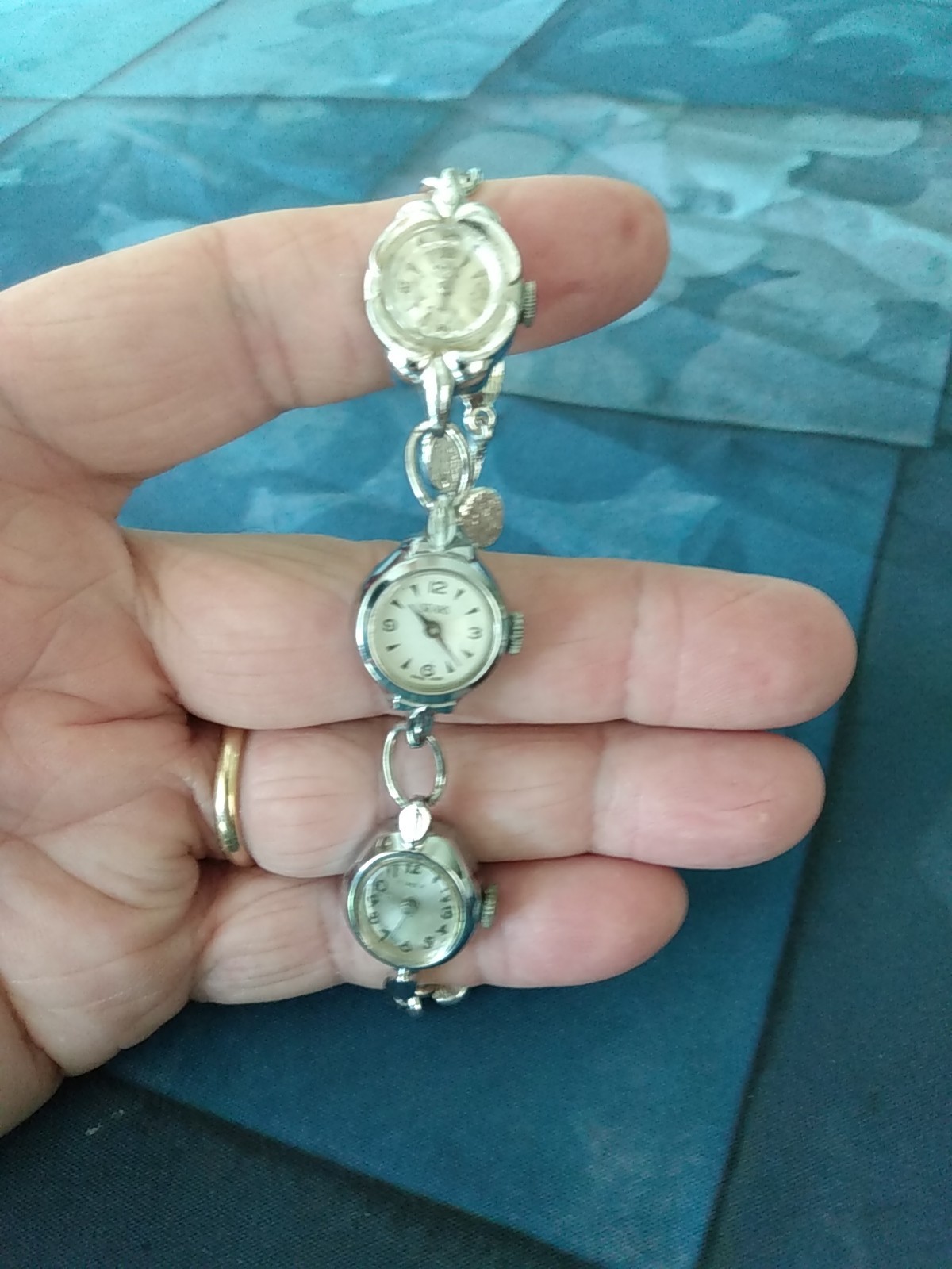 Vintage Bracelet Made With 3 Silver Tone Watches One Of A Kind Steampunk 8 Inch