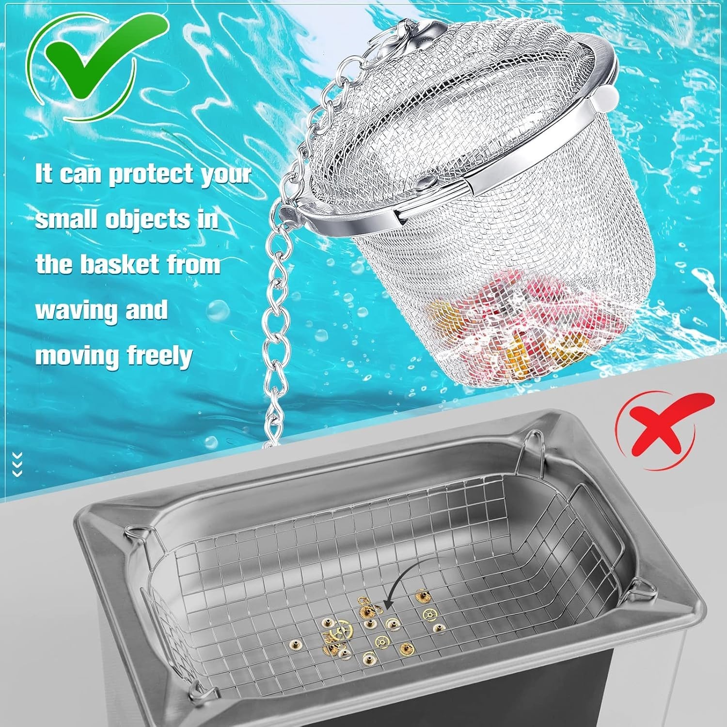 6 Pcs Jewelry Cleaner Baskets Stainless Steel Jewelry Steam Cleaner Baskets for
