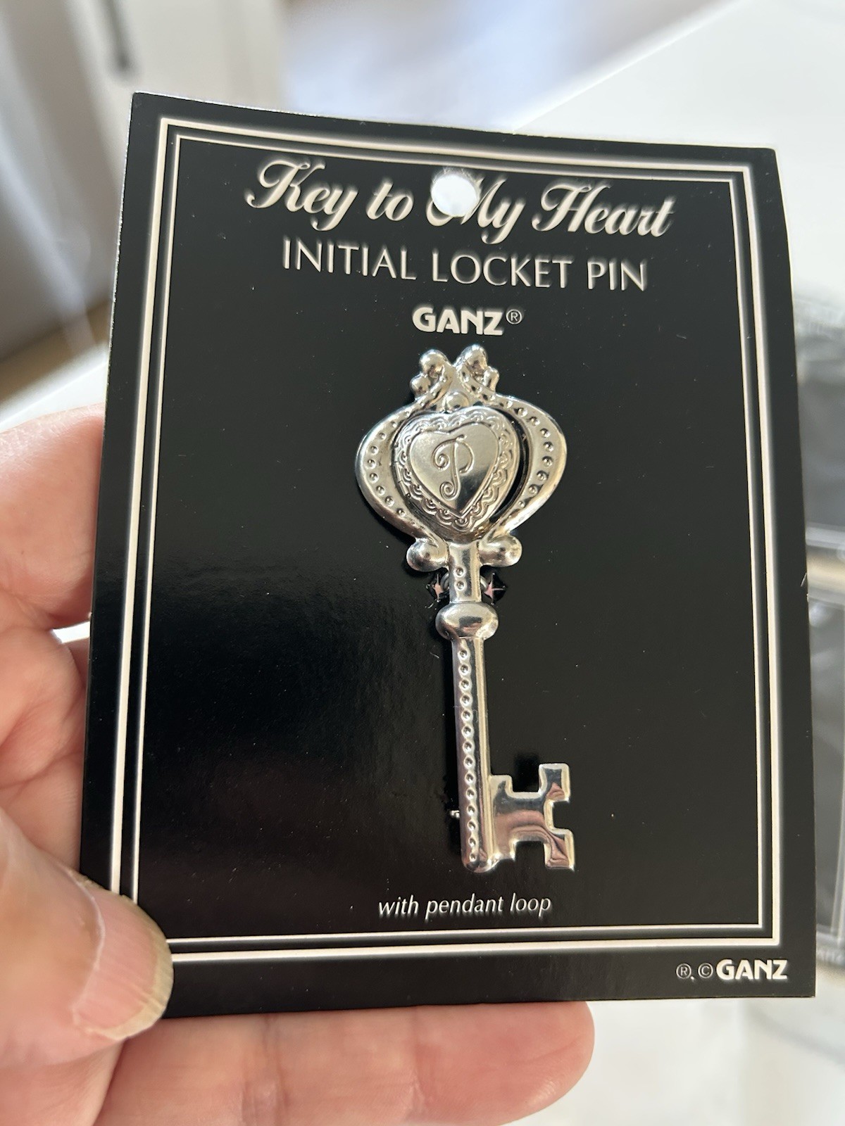 Ganz Key To My Heart Initial J, E, N, G, P, C Or B, Locket Pin Brooch Pendant
