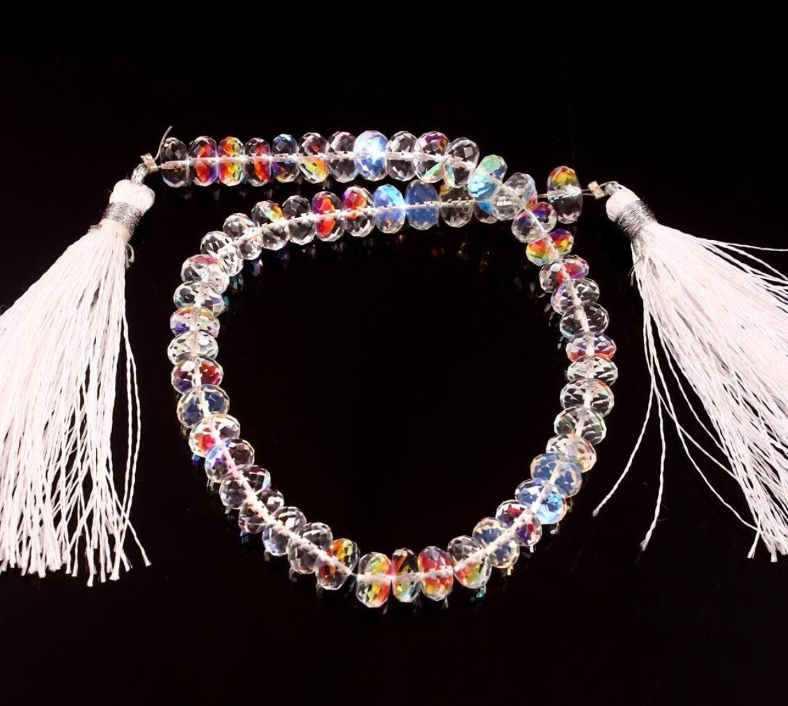 Mystic Fire Rainbow Natural Quartz Faceted Rondelle Beads 6,7,8mm-8 Inch Strand