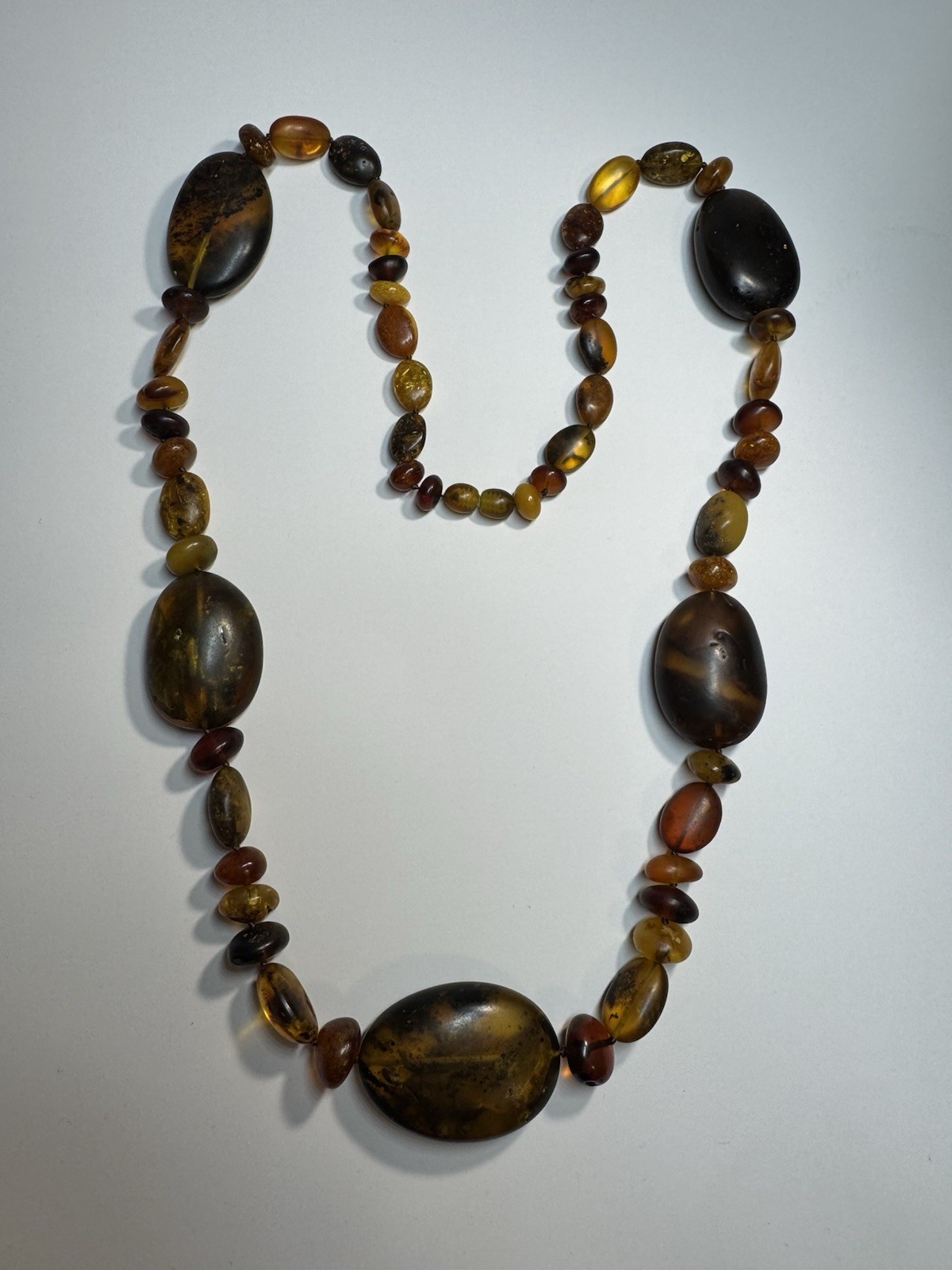 Natural Baltic Amber Statement Necklace, Dark Cognac Butterscotch 79g 80cm