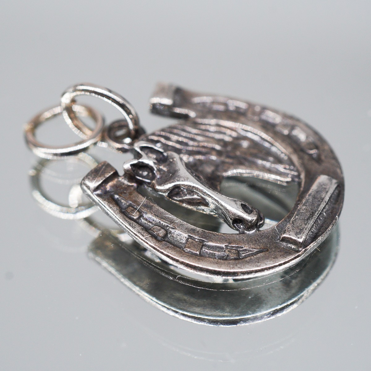 Equestrian Horse Horseshoe Charm Pendant Sterling Silver 925 Western | 3.08g