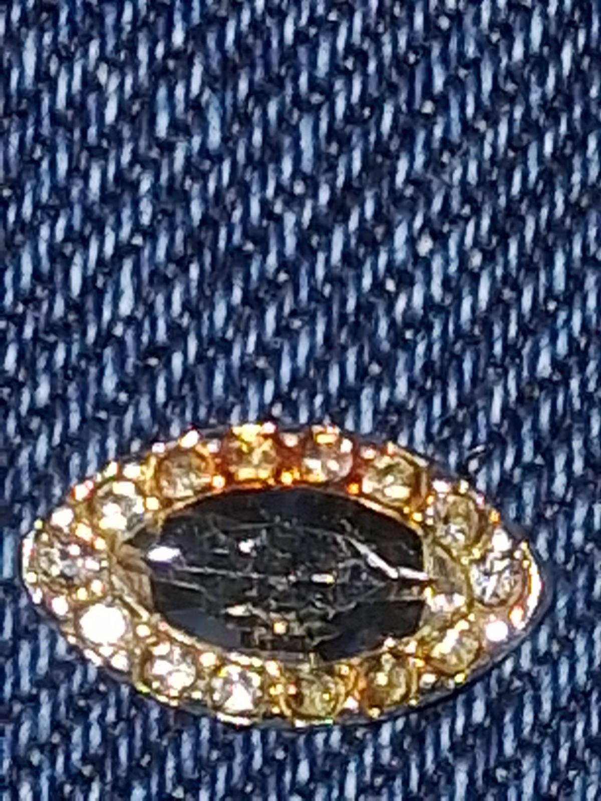 Gold Tone Oval Pin 1.5 Carat Marquette Cut Diamond / Stone Cluster Setting
