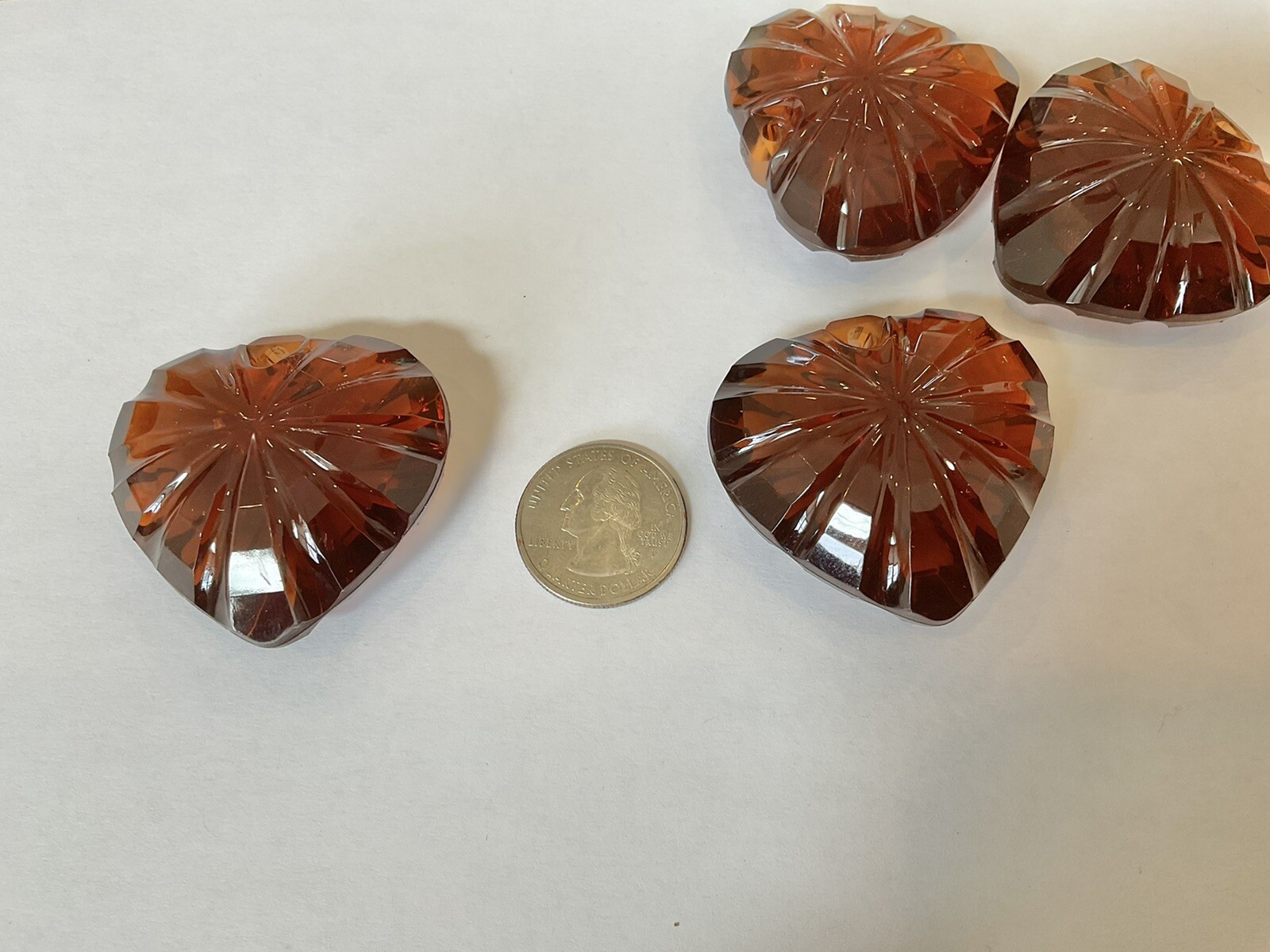 German Plexi Hearts Topaz Pendant 40 Mm 3PCS $9.99