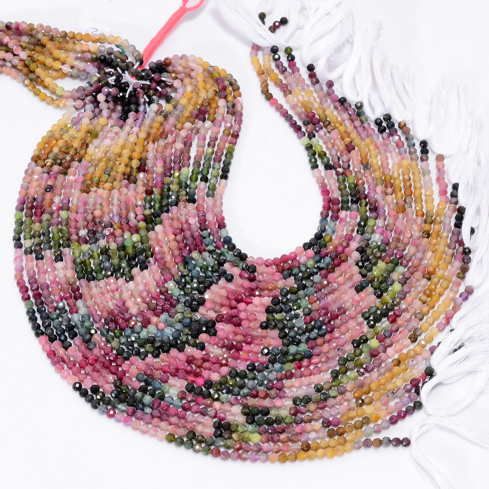 Natural Multi Tourmaline Gemstone Round Faceted Beads 4 mm Strand 12.5″ EB-894