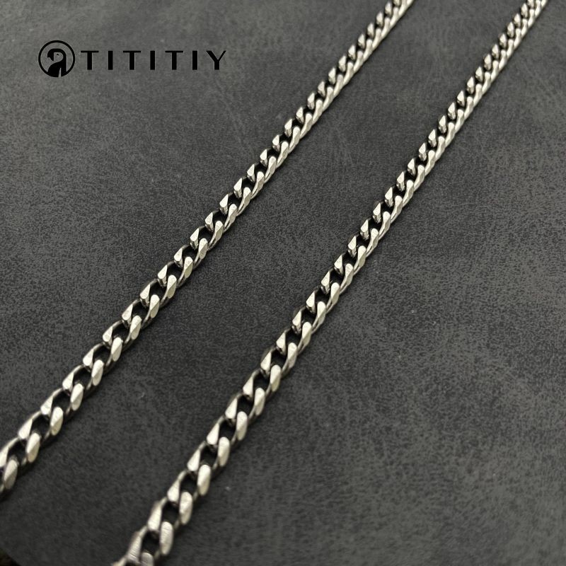 Pure Titanium Necklace Grinding Six Sides Wide4.1mm Anti Allergic Clavicle Chain