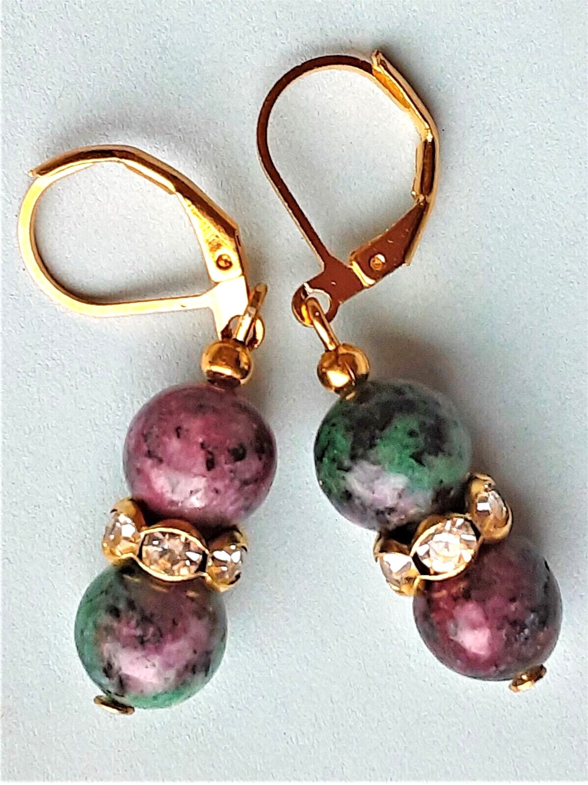 RUBY ZOISITE drop earrings GP Lever back handcrafted CHOOSE-2