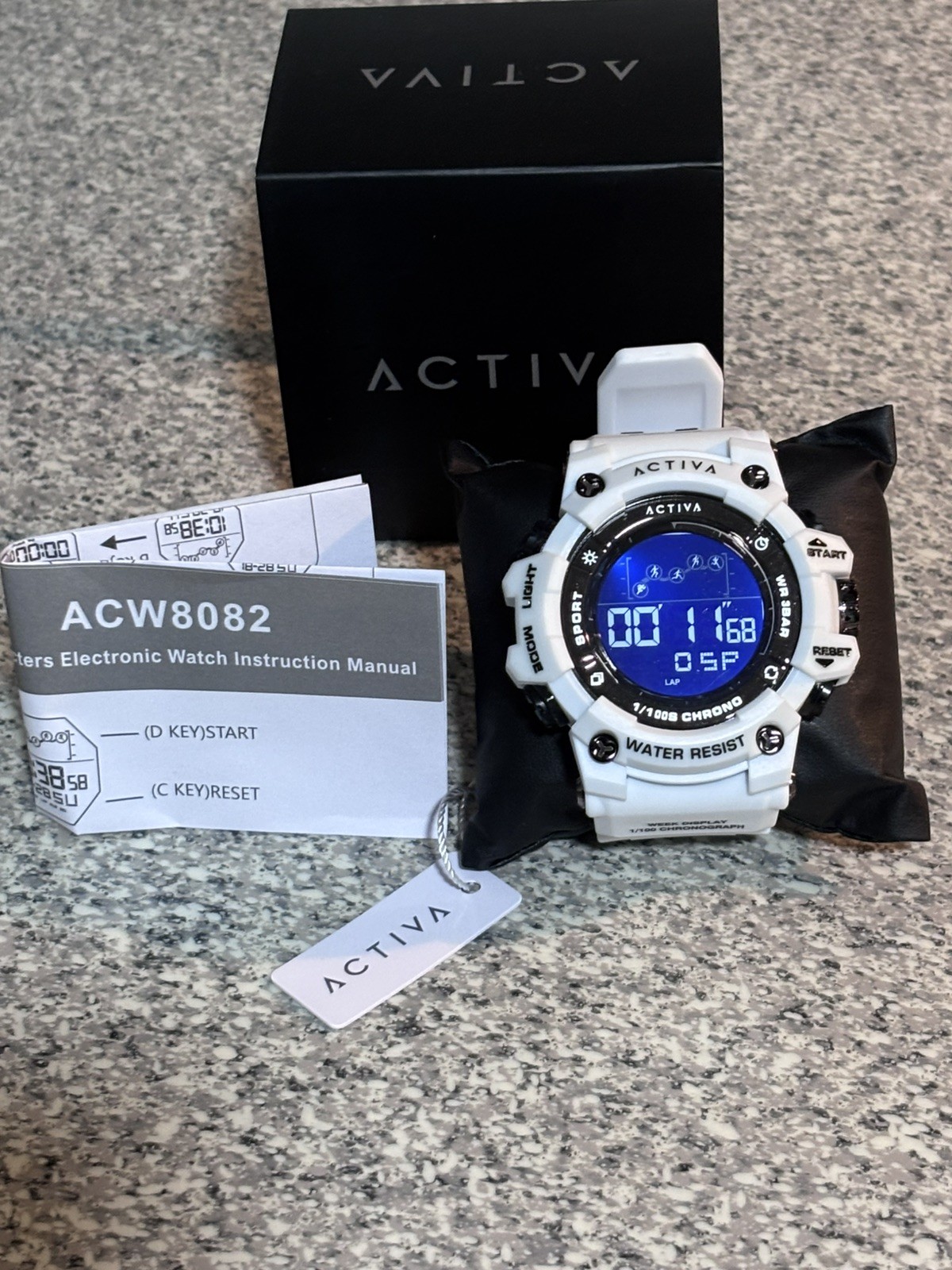 Activa Summit X Invicta 50mm White Digital Watch ACW8082-024 + keychain