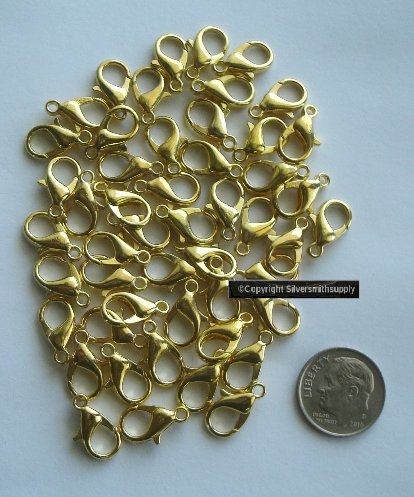 50 Gold plated lobster claw jewelry clasps 14mm larger easy to handle FPC064B
