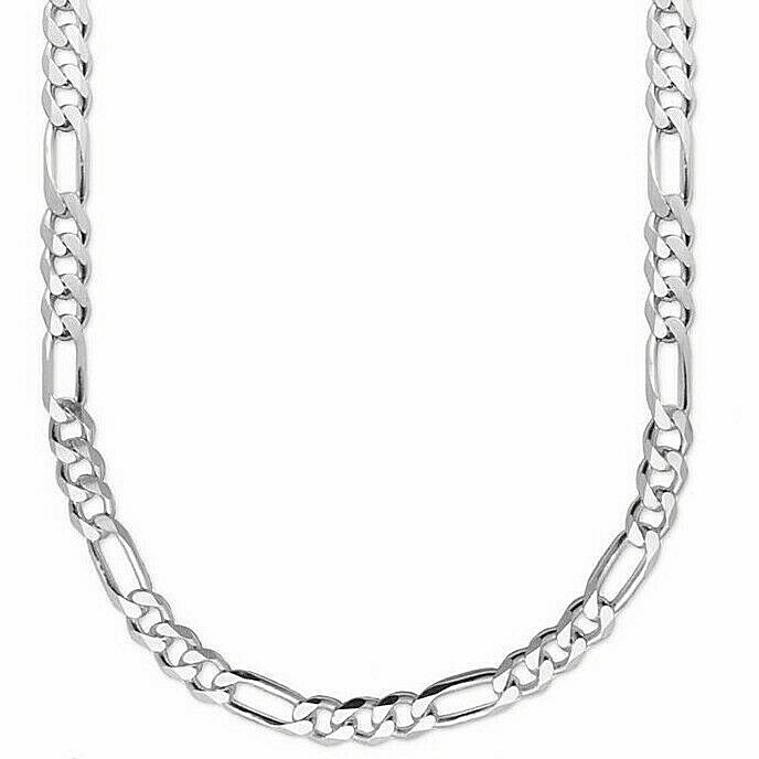 New VIOR 925 Sterling Silver 7″mm Figaro Mariner 30′ In Chain Cord Made In Italy