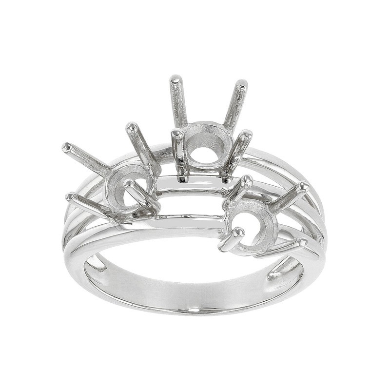 925 Sterling Silver Round 5mm Semi Mount Stackable Without 3-Stone Ring DIY
