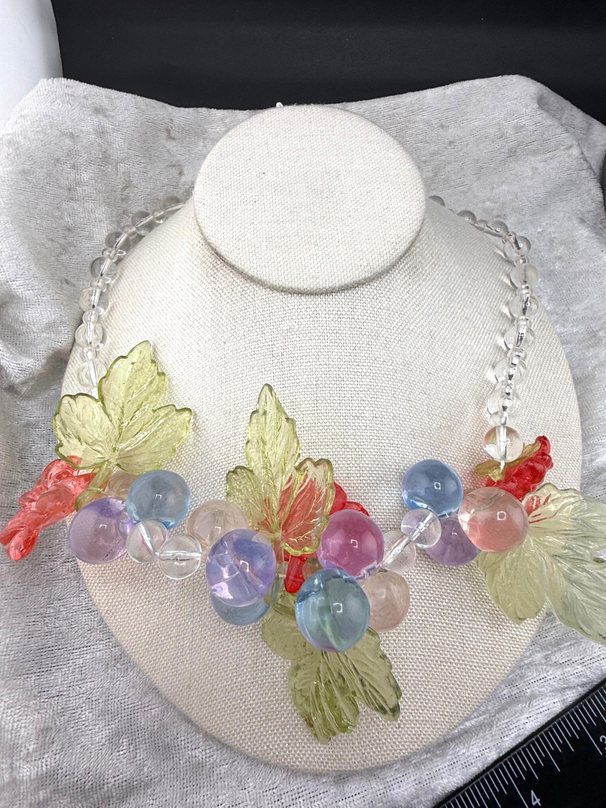 Vintage Lucite Necklace Fruit Salad Tutti Fruity Pastel 19”