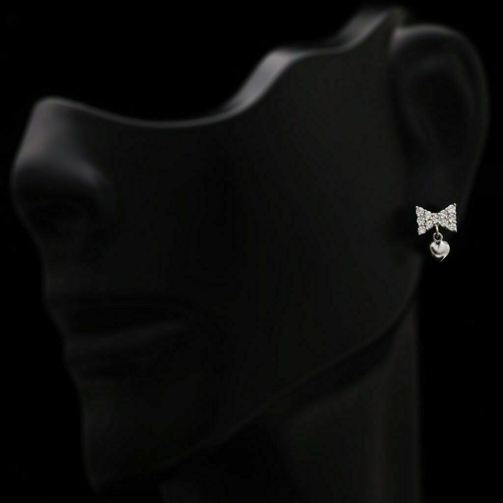 New 2Ct Round Cut Lab Created Diamond Drop Earring 14K White Gold Plated Silver