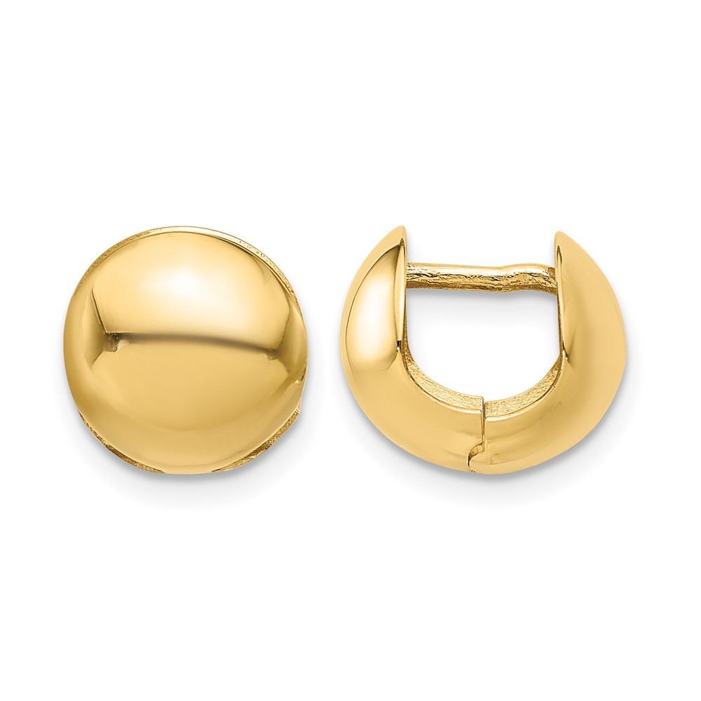 14k Yellow Gold Polished Round Huggie Earrings 2.31g L-10.95mm, W-12.18mm