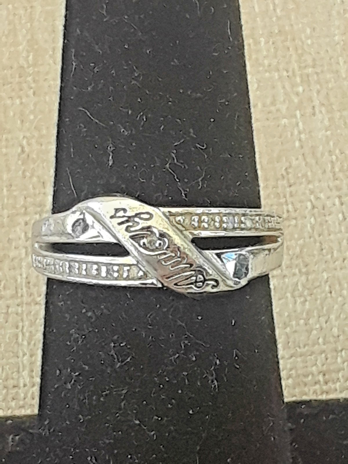 Bradford Exchange Diamond & Sterling Silver “Always” Ring 925 Sz 7 / 17.4mm
